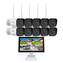 ANNKE Wireless 4K NVR 12” Monitor HD 3MP AI Security Camera System Two Way Audio