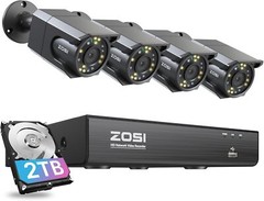 ZOSI 8CH H.265+ 2TB HDD NVR 4K 8MP PoE Security Camera System with Audio