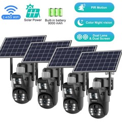 Solar Battery Powered Wireless WiFi Outdoor Pan/Tilt Home Security Camera System