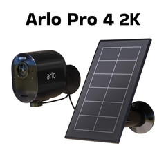 Arlo Pro 4 Wireless 2K HDR Smart Security Camera with Solar Panel Charger Black