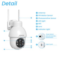 ANRAN Wireless Security Camera System Outdoor WiFi 3MP Solar Battery 2Way Audio