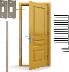 Door Armor MINI 3pc Steel Security Kit – Satin Nickel – Anti Kick-in Protection