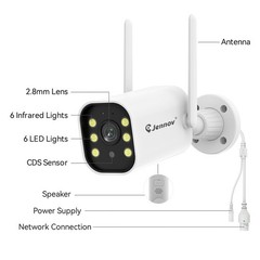 JENNOV Wireless Security Camera System 5MP 10CH NVR Two-Way Audio Recording