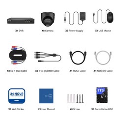 ANNKE 3K Lite 8CH DVR HD 1080P Security Camera System Outdoor AI Color Night 1TB