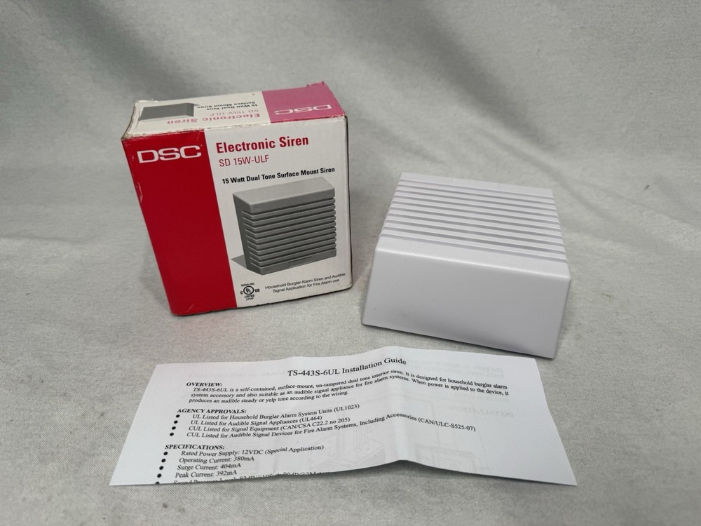 DSC Electronic Alarm Siren SD – 15W-ULF ~ 15 Watt Dual Tone Surface Mount NIB
