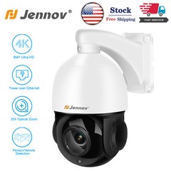 Jennov 4K 8MP PTZ POE 360° Camera Security Outdoor 20x Optical Zoom IP66