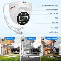 8PCS 5MP 2-Way Audio Dome Security ColorVu Camera 4K 8MP POE 2TB HDD NVR System