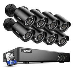 ANNKE 8CH 5MP DVR 1080P Video Security Camera System Outdoor AI Detection IR 2TB