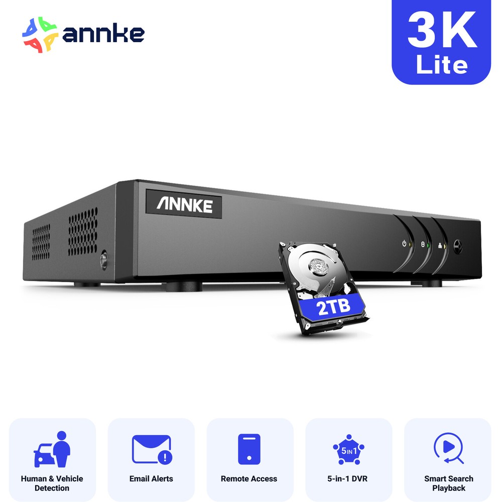 ANNKE 3K Lite 16CH DVR 5in1 Video Recorder DVR Home Security Camera System 2TB