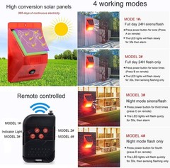 Solar Alarm Strobe Light with Remote Control Motion Sensor Detector Outdoor A…