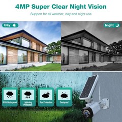 Wireless Security Camera System Outdoor Solar Battery Powered WiFi Motion Detect