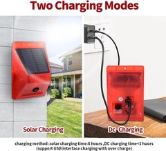 Solar Alarm Strobe Light with Remote Control Motion Sensor Detector Outdoor A…
