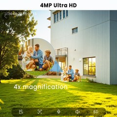 ARCCTV 4MP Wireless Security Camera System Solar Battery Powered 360°PTZ Outdoor