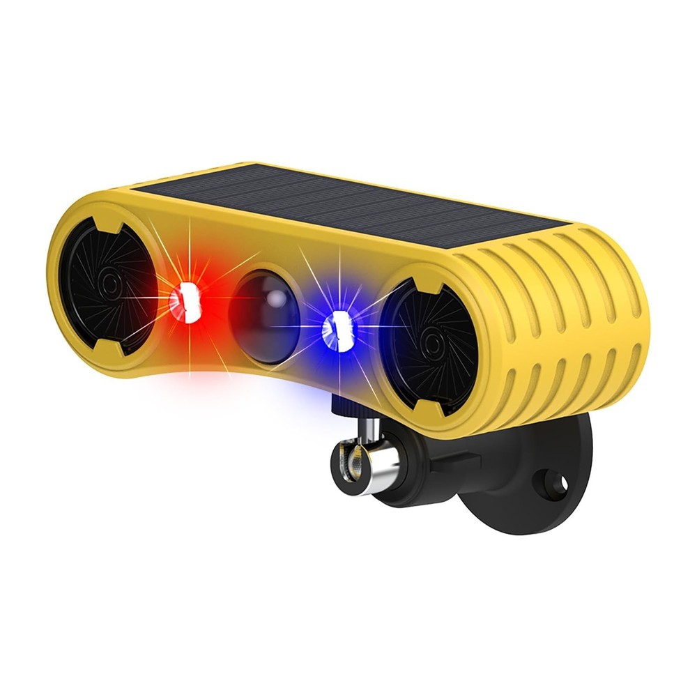 Solar Sound Strobe Motion Sensor Alarm,LED Red Blue Flashing Warning Light Ou…