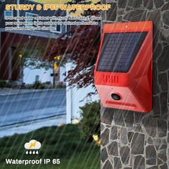Solar Alarm Strobe Light with Remote Control Motion Sensor Detector Outdoor A…