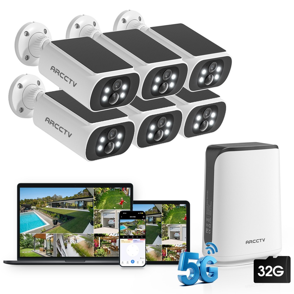 Security Camera System Wireless Outdoor Solar Battery Powered AI Human Detection