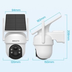 ARCCTV 4MP Wireless Security Camera System Solar Battery Powered 360°PTZ Outdoor