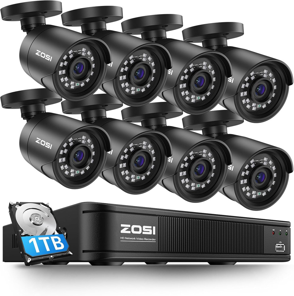 8 Camaras De Seguridad Wifi Exterior 1080P Inalambrica Con Vision Nocturna Video