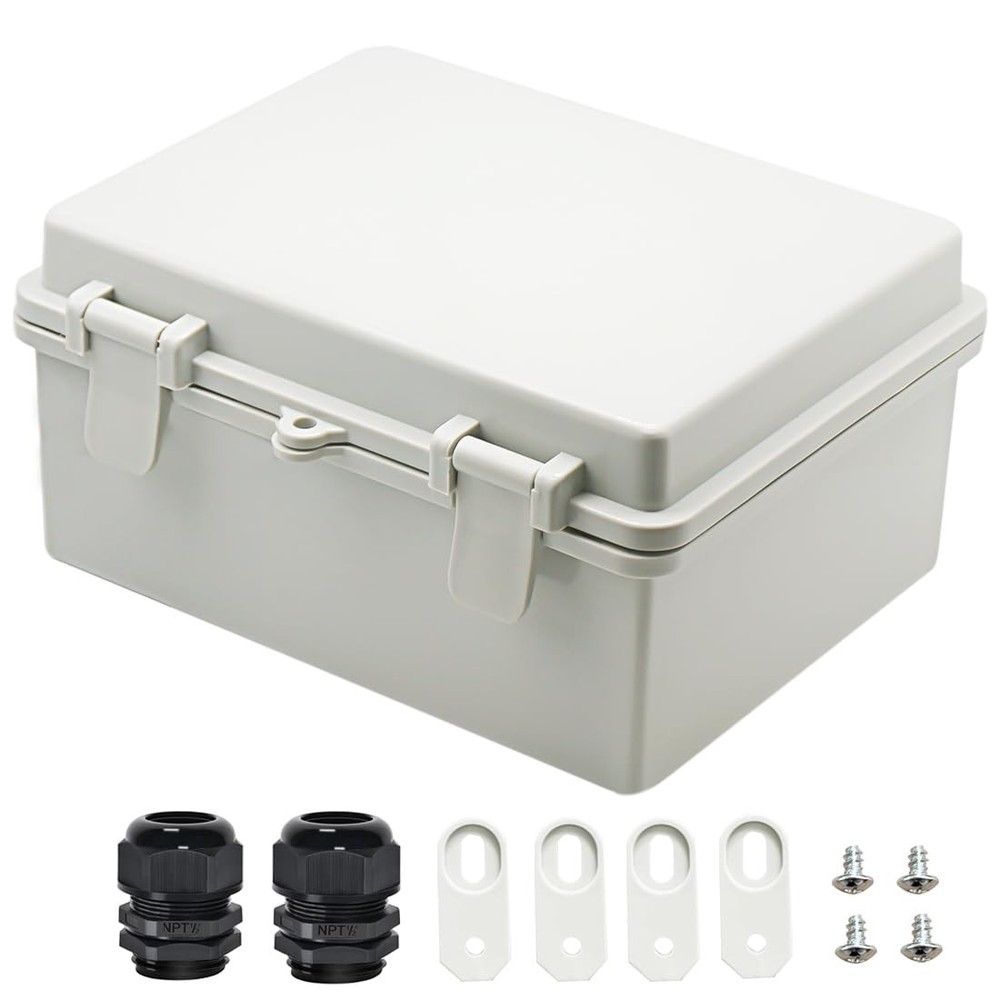 Zulkit Junction Box ABS Plastic Dustproof Waterproof 8.7″ x 6.7″ x 4.3″, Gray