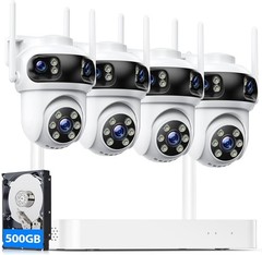 4 Pcs Triple Lens Cameras Wireless CCTV Security Camera System WiFi 10CH 4K NVR