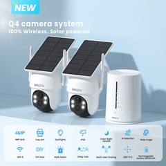 ARCCTV 4MP Wireless Security Camera System Solar Battery Powered 360°PTZ Outdoor