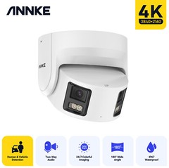 ANNKE 8MP Dual Lens 4K PoE Security IP Camera Color Night Vision Two Way Audio