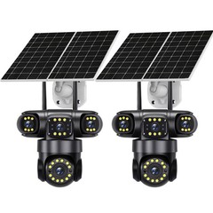 4PCS 16MP 4G SIM Solar Battery Security IP Camera Outdoor Home 4 Lens PTZ CCTV