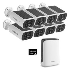 Wireless IP Security Camera System Solar Powered 10CH NVR Kit Color Night Vision