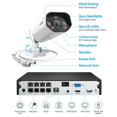 ZOSI C182 4K PoE Security System + 4K 8 Channel PoE NVR + 2TB Hard Drive