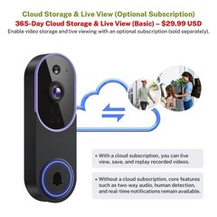 1080P Smart Wireless Video Doorbell Camera Night Vision Real-Time AI Alerts