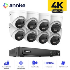 ANNKE 8CH NVR 4K POE Audio Security IP Camera System Color Night Human Detection