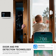 Wireless Alarm System with HD Security Camera,Diy 4G/Wifi Home Security Systems,