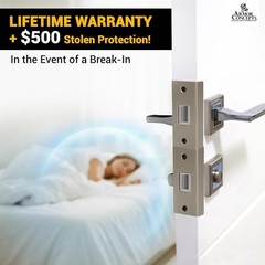 Door Armor MINI 3pc Steel Security Kit – Satin Nickel – Anti Kick-in Protection