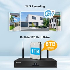 Jennov Wireless IP Security Camera System 5MP 10CH NVR Two-Way Audio Recording