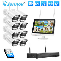 Jennov Camera Security System 10CH Outdoor CCTV 5MP 12» LCD Monitor NVR Lot