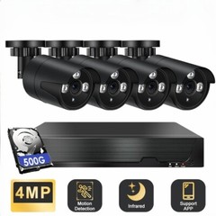 4MP 4CH DVR Home Outdoor CCTV Security Camera System IR Night Vision 500GB