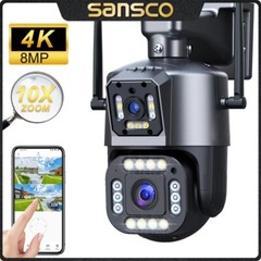 4K Security Camera Wireless Home Outdoor 4MP PTZ Home 2-Lens Wifi 2-Way Audio