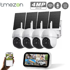 5G&2.4G Solar Battery Powered Security Camera Wireless PTZ 4MP with Monitor