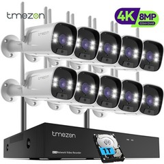 8MP 10CH 4K NVR 2TB HDD Outdoor Audio Wireless Security Camera System WIFI 2TB